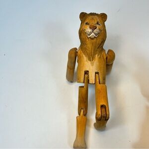 Wooden Jointed Shelf‎ Sitter Lion Wood Carved Home Decor Figure Figurine